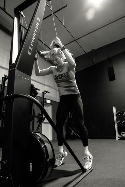 MTNTOUGH athlete using a Concept2 SkiErg